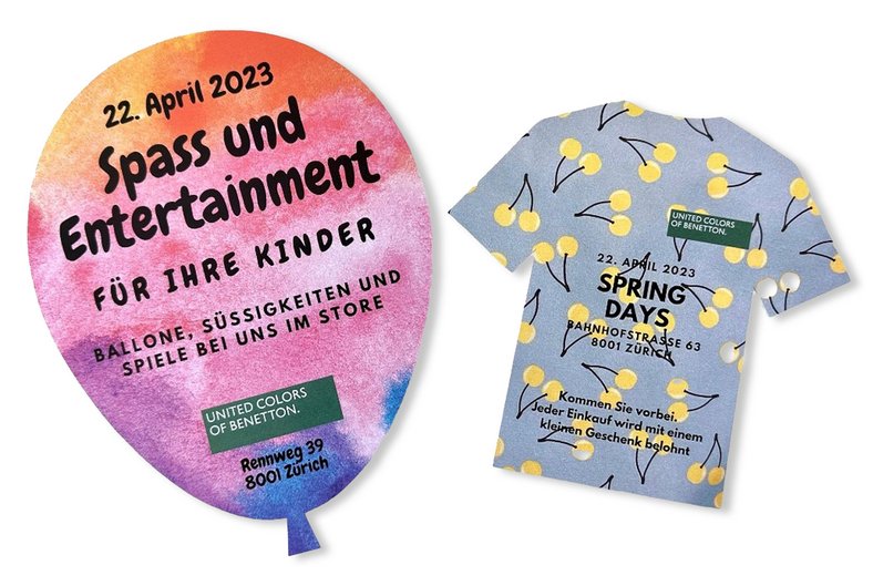 Flyer_gestanzt_UnitedColorsOfBenetton_SchneiderDruckAG